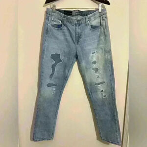J.Crew Broken In Boyfriend Jeans Patched Halsey Wash Distressed Relaxed Straight